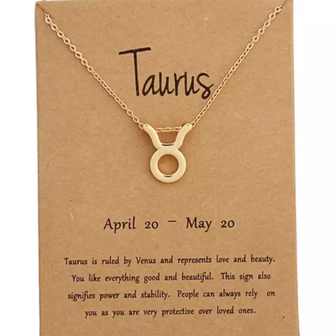 Taurus Zodiac Pendant Gold Tone Chain Necklace